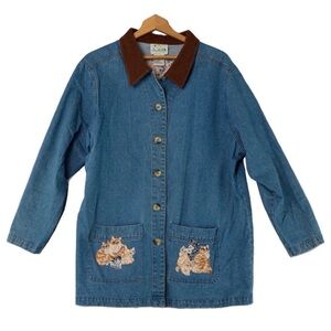 vintage barn coat embroidered cats